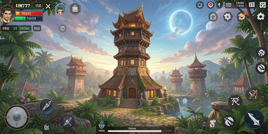 Tampilan gameplay dari IW777 yang memukau dalam genre Tower Defense.
