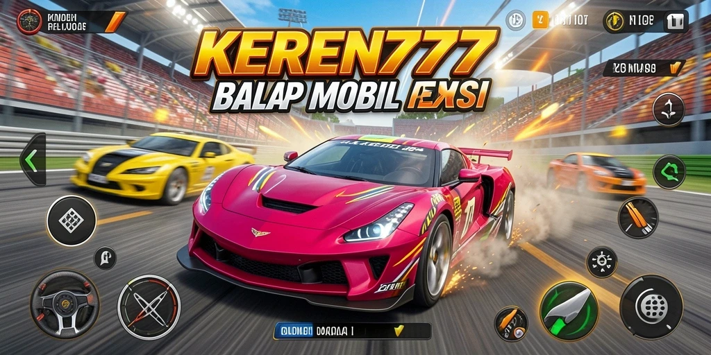 Tampilan gameplay balapan seru dan penuh aksi di KEREN777.