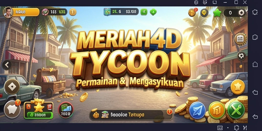 Tampilan gameplay seru dari MERIAH4D yang menunjukkan berbagai bisnis yang dikelola.