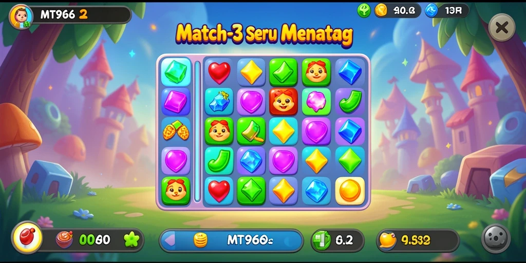 Screenshot gameplay seru dari MT966 dengan elemen Match-3.