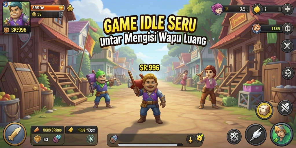 Tampilan gameplay Idle yang menarik dan penuh warna.